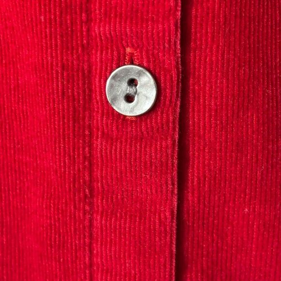 J. Jill M red corduroy fine wale cotton soft button front long sleeve tunic shir - Picture 4 of 11